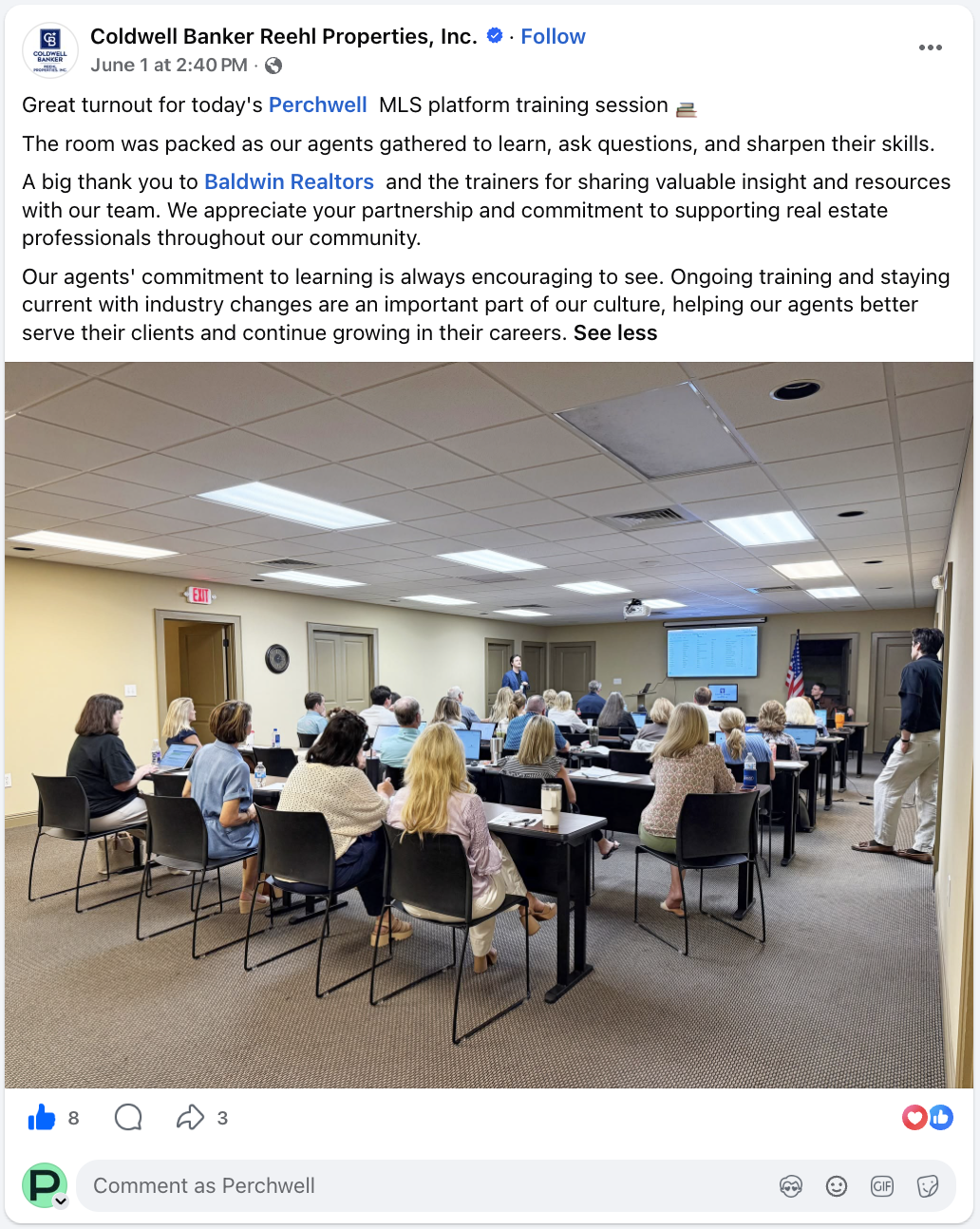 Coldwell Banker Reehl Properties — packed training room